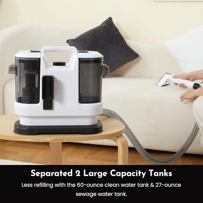 Cutewolf Portable Carpet & Upholstery Cleaner Machine, Handheld Spot Remover, 14Kpa Strong Suction Multi-purpose Deep Cleaner for Couch, Car, Stairs, Rugs, Pet Stains