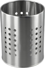FABULETTA Stainless Steel Utensil Holder for Kitchen Countertop, Cutlery Drainer Rack with Drain Hole, Rust-Resistant Vertical Organizer Stand for Spoons and(Silver Small)