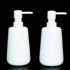 2 Pack Matte White Ceramic Soap Dispenser, 13 oz Refillable Bathroom or Kitchen Countertop Dispenser with Soft Touch Rubber Coating, Matte White