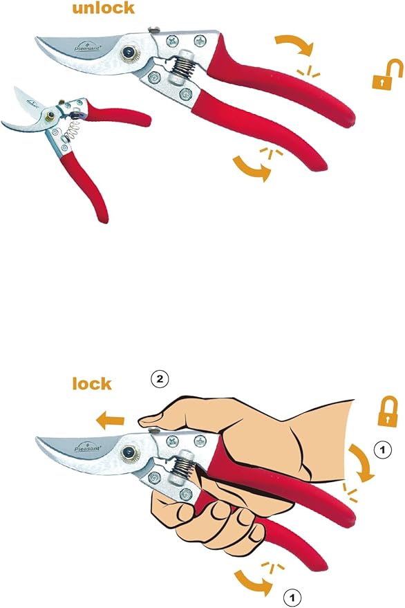 Pleasant Plus 8 inch Bypass Pruning Shears, Hand Pruners, Garden Clippers., Professional-Grade for Bonsai, Indoor and Outdoor plants, Tree Branchs, Sharp Blades, Ergonomic, Durable Aluminum Handles