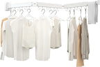 Clothes Drying Rack, Laundry Drying Rack Wall Mount, 3-Fold Wall Mounted Clothes Drying Racks for Hanging Clothes, Foldable & Sturdy Space Saver for Laundry Room -White