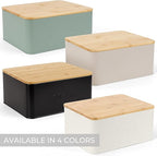 Beautiful Bread Box With Wooden Lid For Your Kitchen Countertop - Spacious Container Perfectly Stores Your Homemade Bread, English Muffins & Bagels - Quality Cutting Board Lid Keeps Bread Fresh