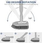 SetSail Floor Scrub Brush, 3-In-1 Tile Tub Floor Scrubber with 52-inch Adjustable Long Handle Shower Cleaner Brush and 4 Detachable Replacement Brush Heads for Cleaning Bathroom Kitchen Tub Tile, Grey