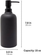 Matte Black Soap Dispenser for Bathroom, 15oz Round Rustproof Liquid Hand Dish Soap Dispenser Pump for Kitchen Sink, Countertop, and Bathroom