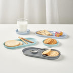 Blue Ginkgo Mini Silicone Trays – Set of 6 Easy-Clean Organizers for Bathroom, Kitchen, Desk, Vanity, and Cosmetics (Blue, Mint, Gray)