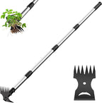 Weed Puller Tool with Long Handle – 2-in-1 Handle Garden Hoe and Weed Rake, Hoe Garden Tool for Home Gardens, Lawns, and Yards