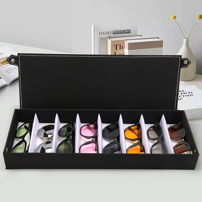 8-Slot Eyeglass Case Organizer - Stylish Storage for Sunglasses & Glasses, Ideal for Home Use & Eyewear Collectors