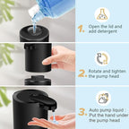 Automatic Liquid Soap Dispenser,Black Colour 4 Level Adjustable Liquid Dispenser, Wall Mount Soap Dispenser,USB Rechargeable with 12.8oz/ 380ml Touchless Hand & Dish Dispenser for Bathroom, Kitchen