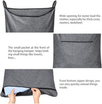 XL Hanging Hamper, Over The Door Hamper with Free Hanging Hooks, Space Saving Over Door Laundry Bag and Laundry Basket for Storage, 2 Pack, (36x22Inch Pop Heather Grey)