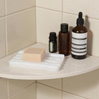 Koville African Natural Marble Soap Dish for Shower, Stone Soap Tray for Bathroom, Bar Soap Holder for Sink, Stripe Grooves Soap Saver Stone Dish Keep Bars Dry Easy Clean (Namib Bianco)