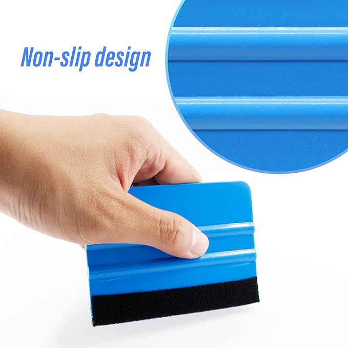 4Pcs Plastic Felt Edge Squeegee Tool Vinyl Squeegee 4 Inch for Window Tint, Wallpaper, Decal Sticker, 2 Blue & 2 Red