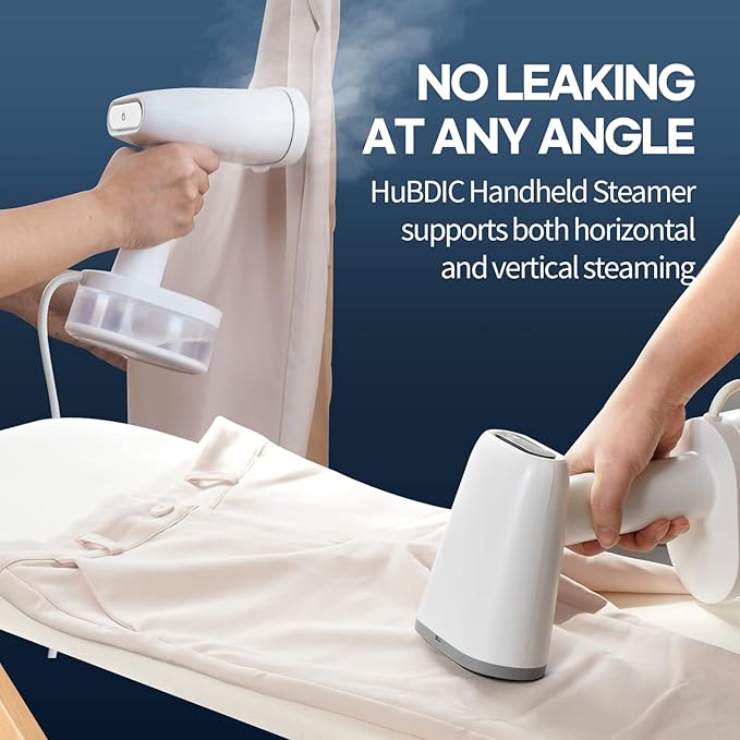 HubiCare Steamer for Clothes, 1500W Clothes Steam iron with Large 250ml Tank, Handheld Fabric Wrinkle Remover, Portable & Compact Travel Size Garment Steamer ONLY FOR 120V (White)