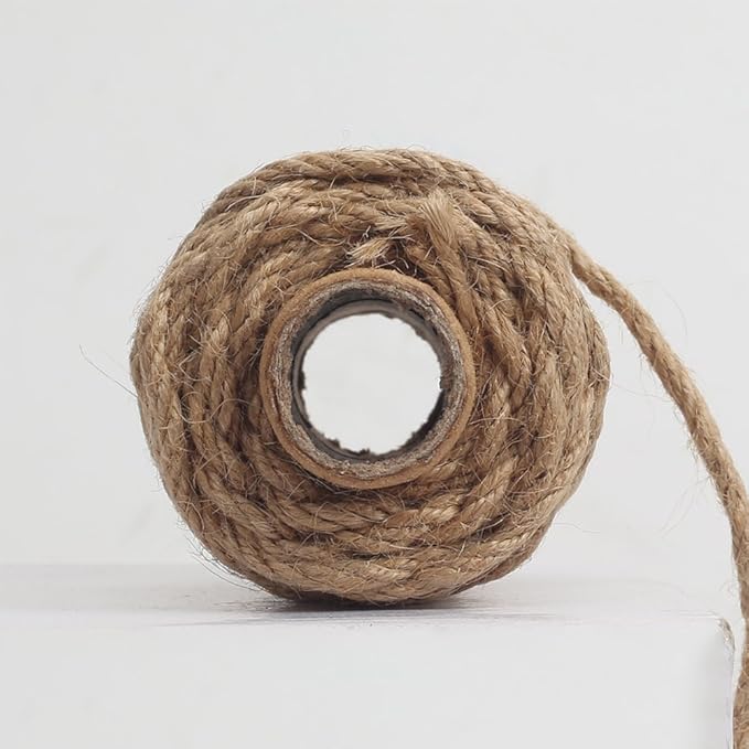 Tenn Well Strong Natural Jute Twine, 4mm Thick 66 Feet Long Jute String Rope Roll for Garden, Arts & Crafts, Home Decor, Packaging