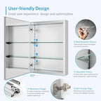 Quavikey Bathroom Medicine Cabinet with Mirror, Aluminum Surface Mount or Recessed Mirror Medicine Cabinet 20x26 Inch, Silver