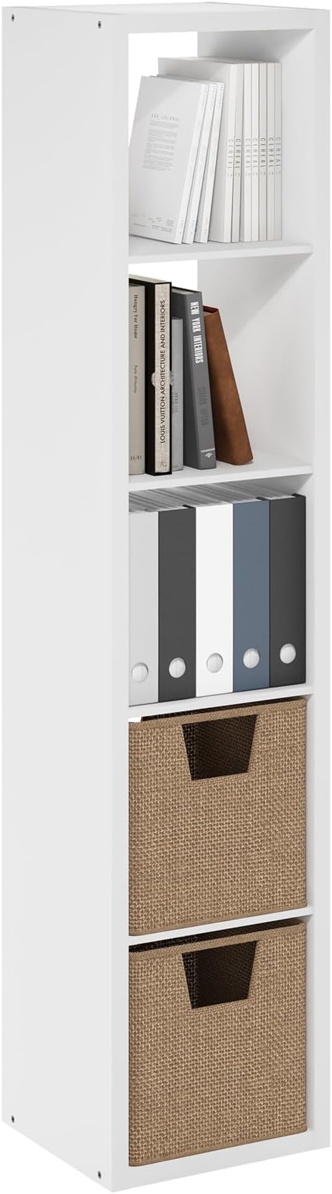 Furinno Cubicle Open Back Decorative Verticle Cube Storage Organizer, 5-Cube, White