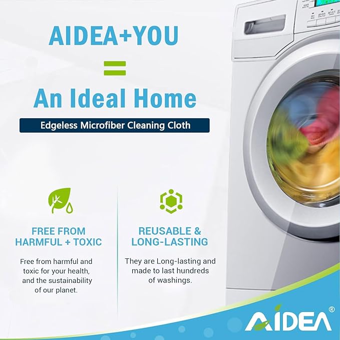AIDEA Microfiber Cleaning Cloths 100PK, All Purpose Cleaning Supplies, Absorbent Cleaning Rags, Lint Free Microfiber Towels, Wash Cloth for House, Kitchen, Car, Window, 12"×12"