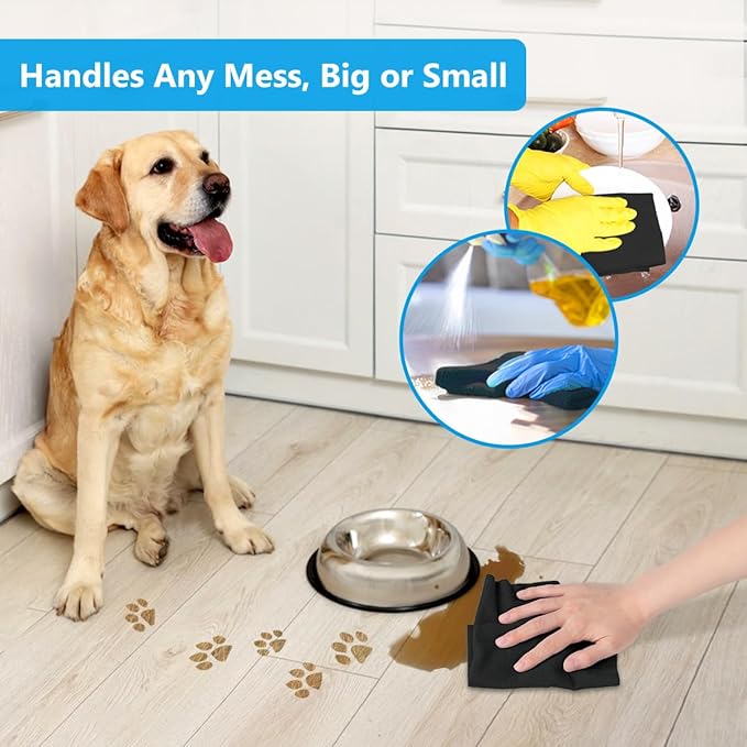 GLIMGLINT Microfiber Cleaning Cloth, 100 Pack Shop Towels, Lint-Free, Ultra Absorbent Reusable or Disposable Microfiber Cloths for Kitchen, Car, Cleaning Rags, 11" x 9", Black