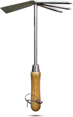 Garden Guru Eco Hand Cultivator Hoe Tiller Tool - 100% Recycled Stainless Steel - Rust Resistant - FSC Certified Wood Ergonomic Handle -Great for Gardening Cultivating Loosening Weeding