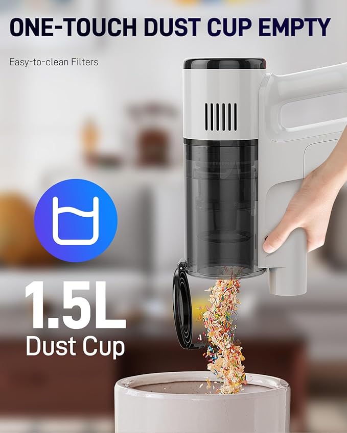 VCD2901 Wireless Handheld Vacuum Cleaner Hepa Filter, Cordless Stick vac Cleaners for Home & Apartment, Best Lightweight Vacuum for Hardwood Floors and Carpet pet Hair, White