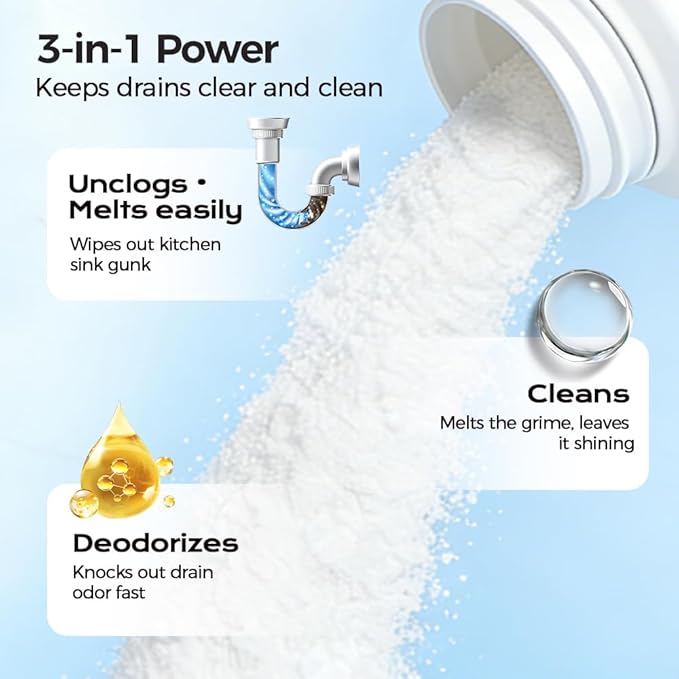 Strong Drain Cleaner for Kitchen, 2026 New Pipeline Dredging Agent, Fast Acting Drain Clog Remover for Home, Powerful Grease Dissolver for Bathroom, Pipe Cleaning Solution for Homeowner (1pcs)