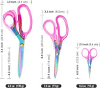 Acrylic Scissors Set, Office Scissors for Desk Heavy Duty, Pink Clear Comfort-Grip Handles and Titanium Coated Blades, Sharp Scissors all Purpose for Sewing, Art, Craft, School, Home Supplies