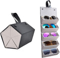 Kenpal Sunglasses Storage Organizer Holder Foldable Travel Case with 5 Slot Compartments for Multiple Glasses