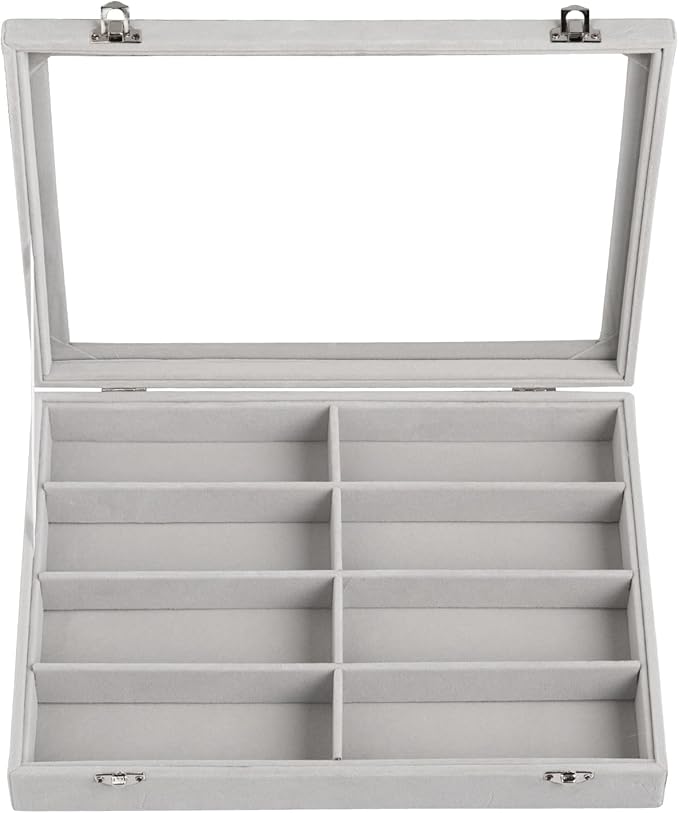 Frebeauty Sunglass Organizer,Velvet Glasses Organizer,8-Slot Sunglasses Tray for Drawer, Men's/Women's Sunglasses Box