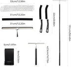 59.5" Long Handle Window Squeegee with Extension Pole, 12.4" Wide Metal Shower Squeegee for Glass Doors, Floor Squeegee for Home Window Cleaning, Tile Wall, Car