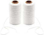 Benvo 656 Feet Cooking Twine Kitchen Cotton String 2mm Bakers Twine Natural Jute Twine 2 Ply String Rope Cord Wrapping, Ornaments, Baking, Butchers, Sausage, DIY Arts and Crafts-White