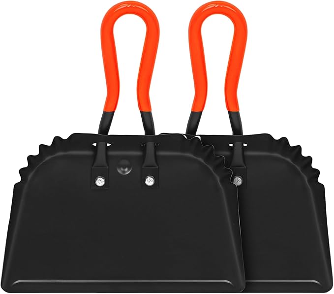 (2PK) Metal Dust Pans Heavy Duty, 12” Outdoor Dustpan with Rubber Handheld Handle, Large Shovel Wide Scooopers for Garage Shop Fireplace Commercial Uses