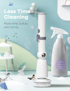 Electric Spin Scrubber,Floor Shower Scrubber with Long Handle Power Scrubber Dual Speeds,Cleaning Brush Cordless Scrub Brush with 3 Adjustable Angles,8 Brush Heads for Bathroom,Tile