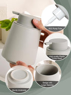 INGOFIN Ceramic Foaming Soap Dispenser -14 oz Foam Hand Soap Dispenser Bathroom, Modern Refillable Dish Wash Bottle for Kitchen with Large Pump, Matte Grey
