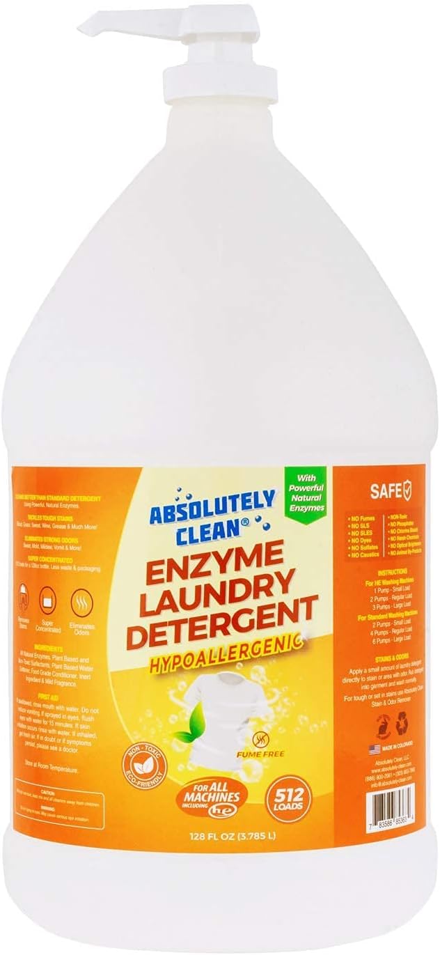 Amazing Natural Based Laundry Detergent - Powerful Natural Enzymes - USA Made (128oz Bottle)