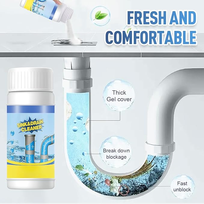 Sink and Drain Cleaner Powder, Quick Foaming Powder for Bathroom and Kitchen Dredging (1 pcs)