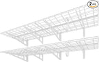 FLEXIMOUNTS 2-Pack 2x6ft Garage Shelving with Hooks 24-inch-by-72-inch Wall Shelf Garage Storage Rack Floating Shelves, White