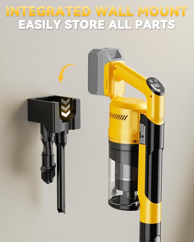 350W Cordless Vacuum Cleaner for Dewalt 20v Battery, 35kPa Brushless Lightweight Stick Vacuum with 3 Mode Suction, 6 in 1 Stick Vacuum Cleaner with HEPA for Floor, Carpet, Car (Battery Not Included)