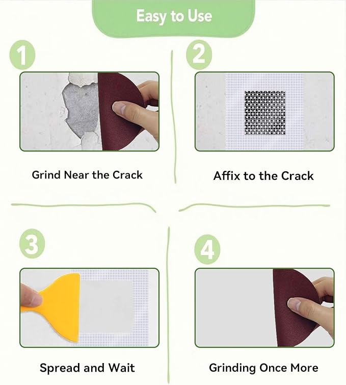 Indoor Safe & Odorless Wall Hole Repair Mixture – Quick-Dry with Scraper, Fast Fills Cracks for Smooth Paint-Ready Walls (Wall Repair Paste 2 Pack ＆ Wall Repair Patches)