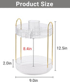 Asayuee 360 Rotating Makeup Organizer,2 Tier Large Capacity Make Up Organizers and Storage,Skincare Perfume Vanity Organizers,Bathroom Cosmetics Storage Organizer Countertop(Clear)