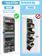 Over the Door Organizer with 5 Large Pockets & 10 Mesh Side Pockets – Durable Hanging Storage for Closet, Bathroom, Bedroom, and Pantry – Space Saving Door Storage with Sturdy Metal Hooks.