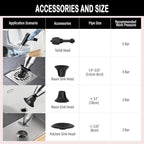 Electric Heavy Duty Toilet Plunger for Toilet, High Pressure Air Hair Drain Clog Remover for Bathroom, Snake Drain Unclogger Drain Tool for Drain, Kitchen Clogged