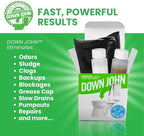 Down John (Once-A-Year) Septic Tank Treatment | 1 Year Supply | 3-Part Concentrate Live Bacteria, Carbon & Enzyme Treatment | Odor Neutralizer | Cleans Septic Lines & Improves Drain Field Absorption