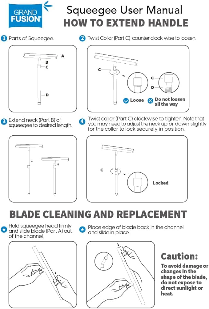 Shower Squeegee with Long Handle and Adhesive Hook. for Glass Doors, Tile Walls, Mirrors and Windows. Telescoping Squeegee for Cleaning. Bathroom Stainless Steel Squeegee, 10inch Wide, Chrome – 1pk