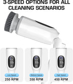 Shower Scrubber, Electric Spin Scrubber with 2025 New Upgraded Motor, User-Friendly Design, 3 Adjustable Angles & Speeds, 8 Brush Heads for Cleaning Bathroom, Cleaning Supplies for Tire, Windshield