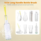 OUTXE 5 Pack Bottle Brush Set, 5-in-1 Water Bottle Cleaner Brush, 15" Long Handle Bottle Cleaning Brush, 3 Straw Brush, Removable Nipple Brush, Detail Brush for Cup Lid Gap, WBBSBLB5