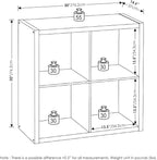 Furinno Cubicle Open Back Decorative Cube Storage Organizer, 4-Cube, Black Dark Oak
