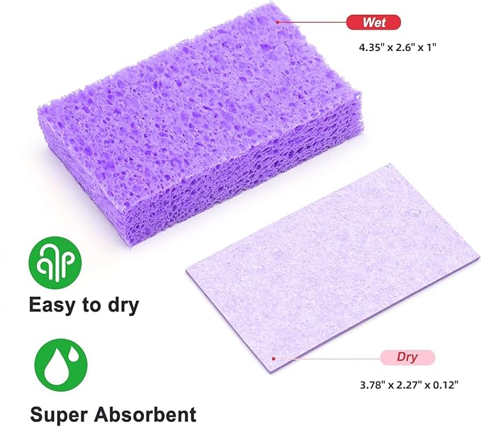 6 - Pack Non-Scratch Scrub Sponges - Sponges for Dishes and Washing Dishes, Cleaning Sponges for Kitchen Home Office, Magical 3D DIY Art and Craft Suppliers（Purple）