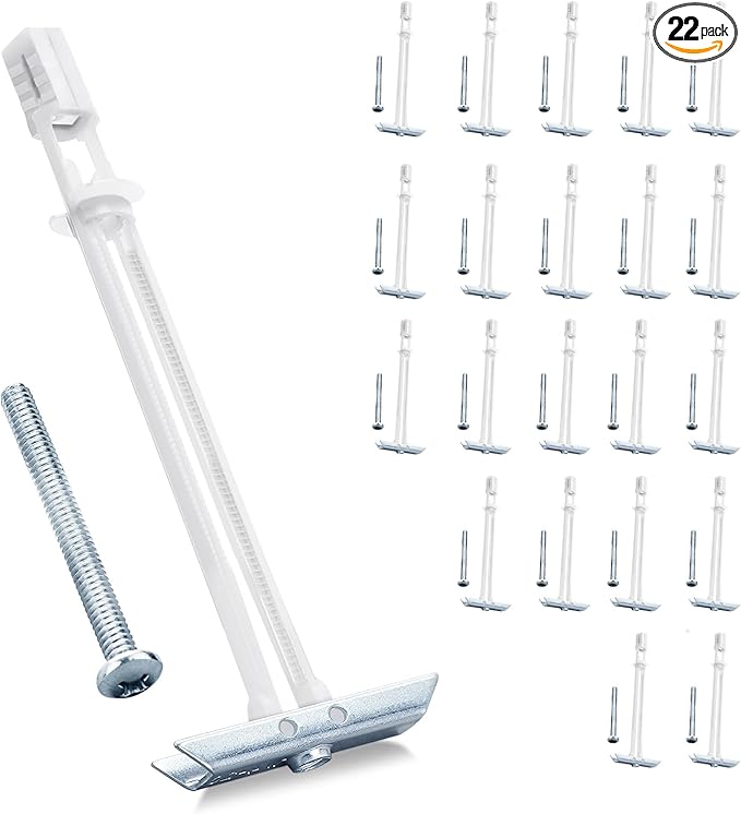 Drywall Anchor with Included Bolts for 1/4-20 Fastener Size, Wall Anchors Drywall Heavy Duty for TV Mounting, Hollow-Wall Anchors Screws Kit Holds Up to 270 Pounds Each in 1/2-in Drywall-22 Pack