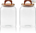 Sweejar Glass Jars for Laundry Room Organization, 90 ounce Laundry Pods Container, Glass Food Storage Jars with Airtight Lid, 2 Pack, Hand Lid