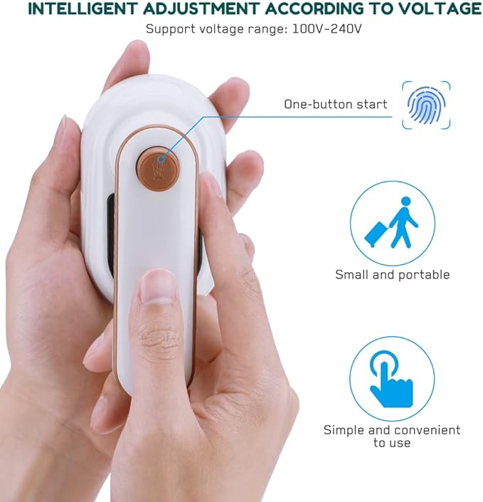 Portable Handheld Iron, Brynnl Mini Handheld Steamer Iron for Clothes, 180°Rotatable Travel Garment Steamer, Mini Ironing Machine Support Dry & Wet Ironing for Home,Travel,Gifts (white)