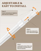 Closet Rod 17-54 IN, Heavy Duty Closet Rods for Hanging Clothes, Adjustable Closet Rods for Wardrobes Storage Laundry RV Bathroom, Easy Install, White